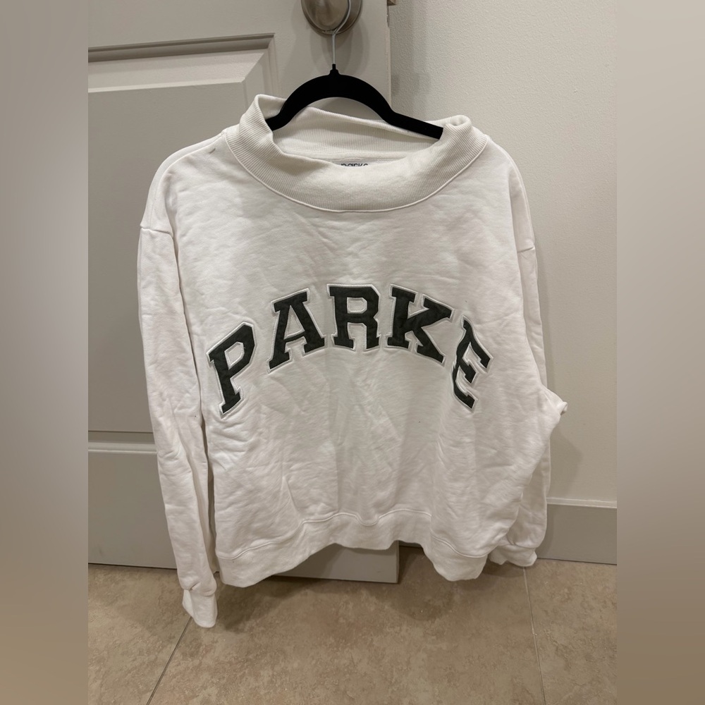 Parke Large/XL Green & White Mockneck Sweatshirt. 💚⚡️